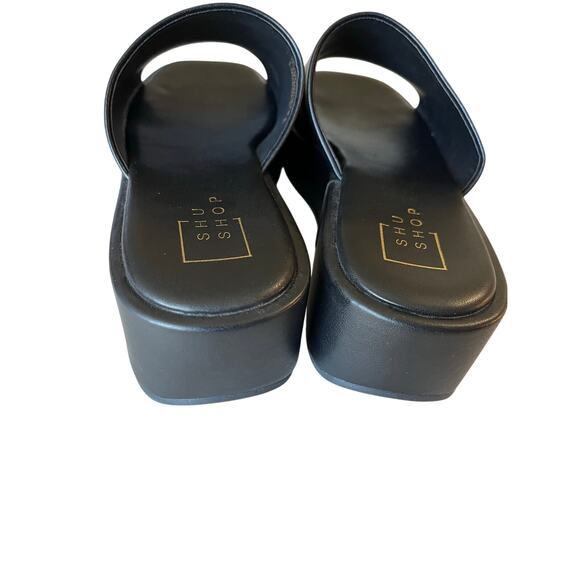 Shu Shop | Black Size 8 Lourdes Slide Sandals Wedge - Picture 3 of 8